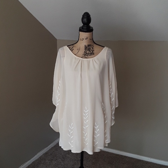 🥳HP🥳 NWT, Free People Nude Embellished Cape Dress - Picture 10 of 17